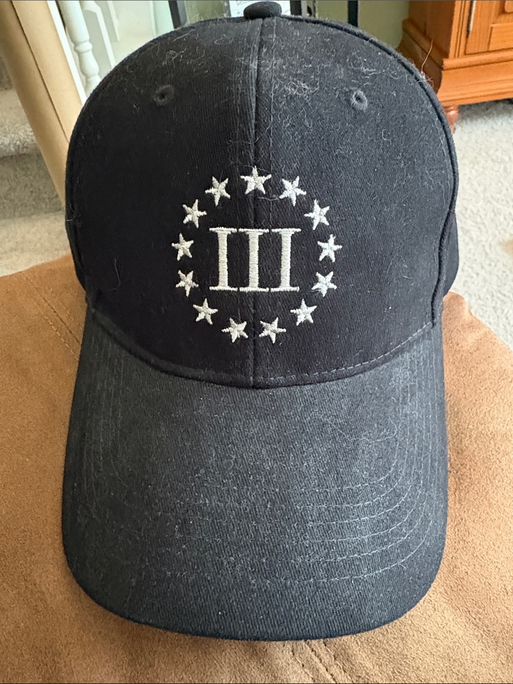 Rothco Black Baseball Cap with White III Star Emblem